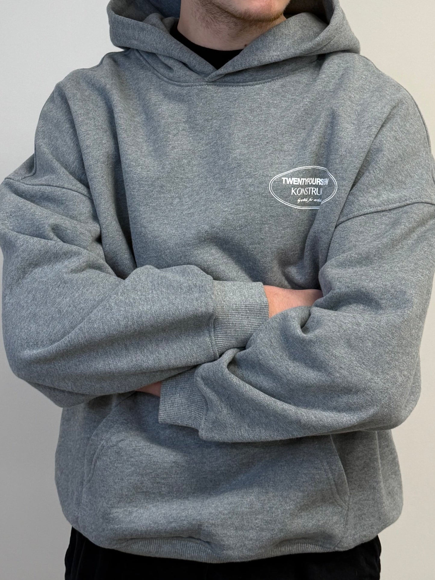 KONSTRUKT MEMBERS CLUB X TWENTYFOURSEVEN Heavyweight Hoodie Grey Marl