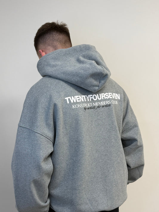 KONSTRUKT MEMBERS CLUB X TWENTYFOURSEVEN Heavyweight Hoodie Grey Marl